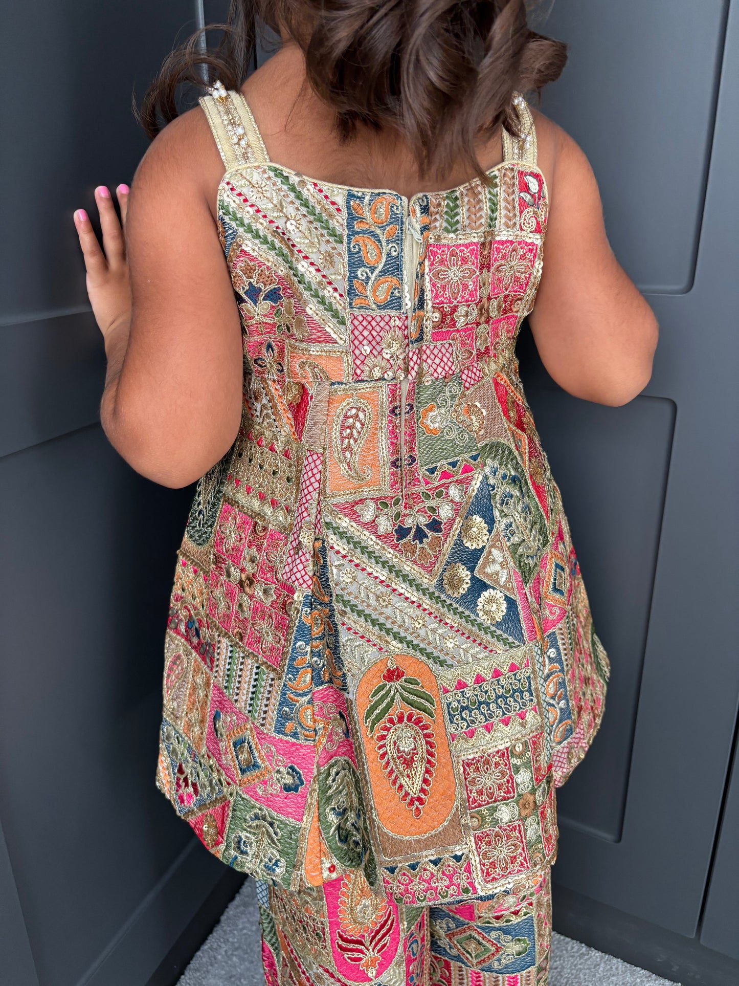 Pink & Gold Partywear Trouser Suit