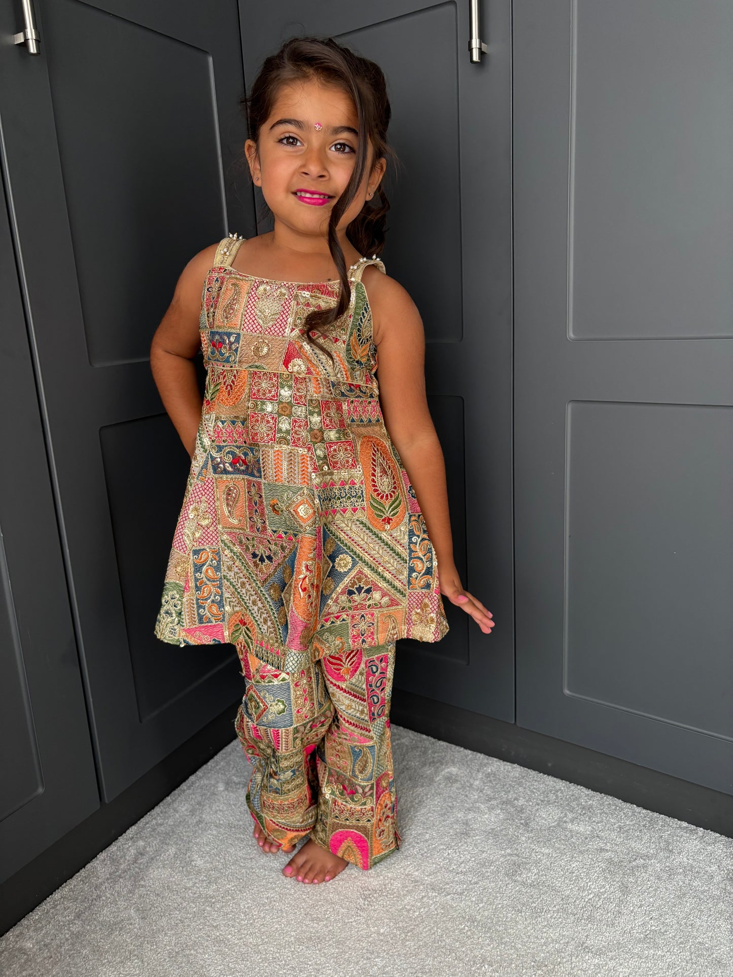 Pink & Gold Partywear Trouser Suit