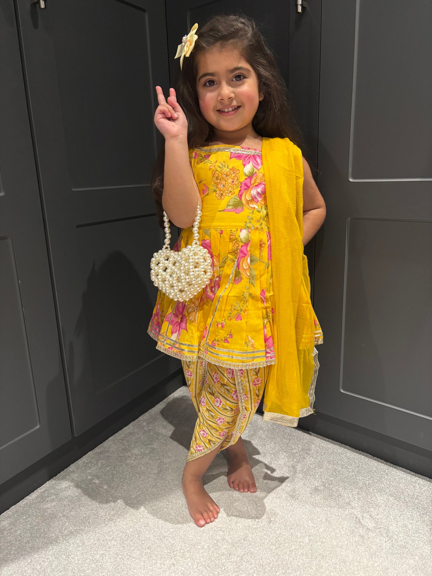 Spring Blooms Dhoti Suit (Yellow)