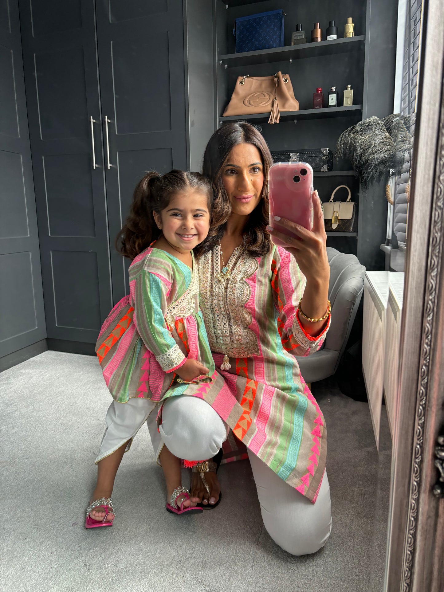 Mini Mama Jacquard Cotton Dhoti Suit