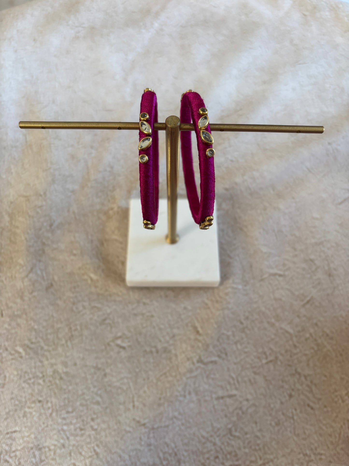 Slim Embellished Bangle (Magenta)