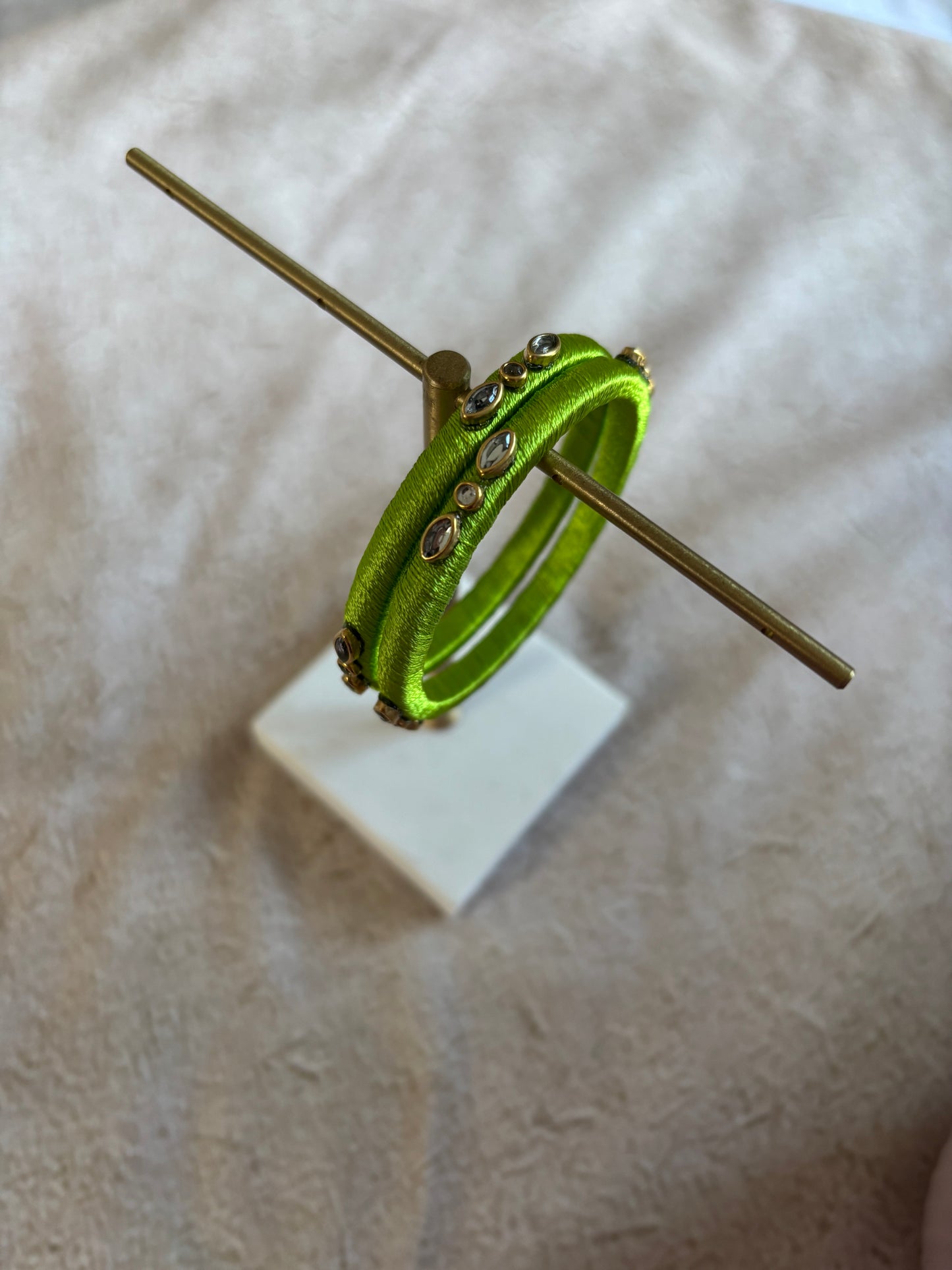 Slim Embellished Bangle (Lime)