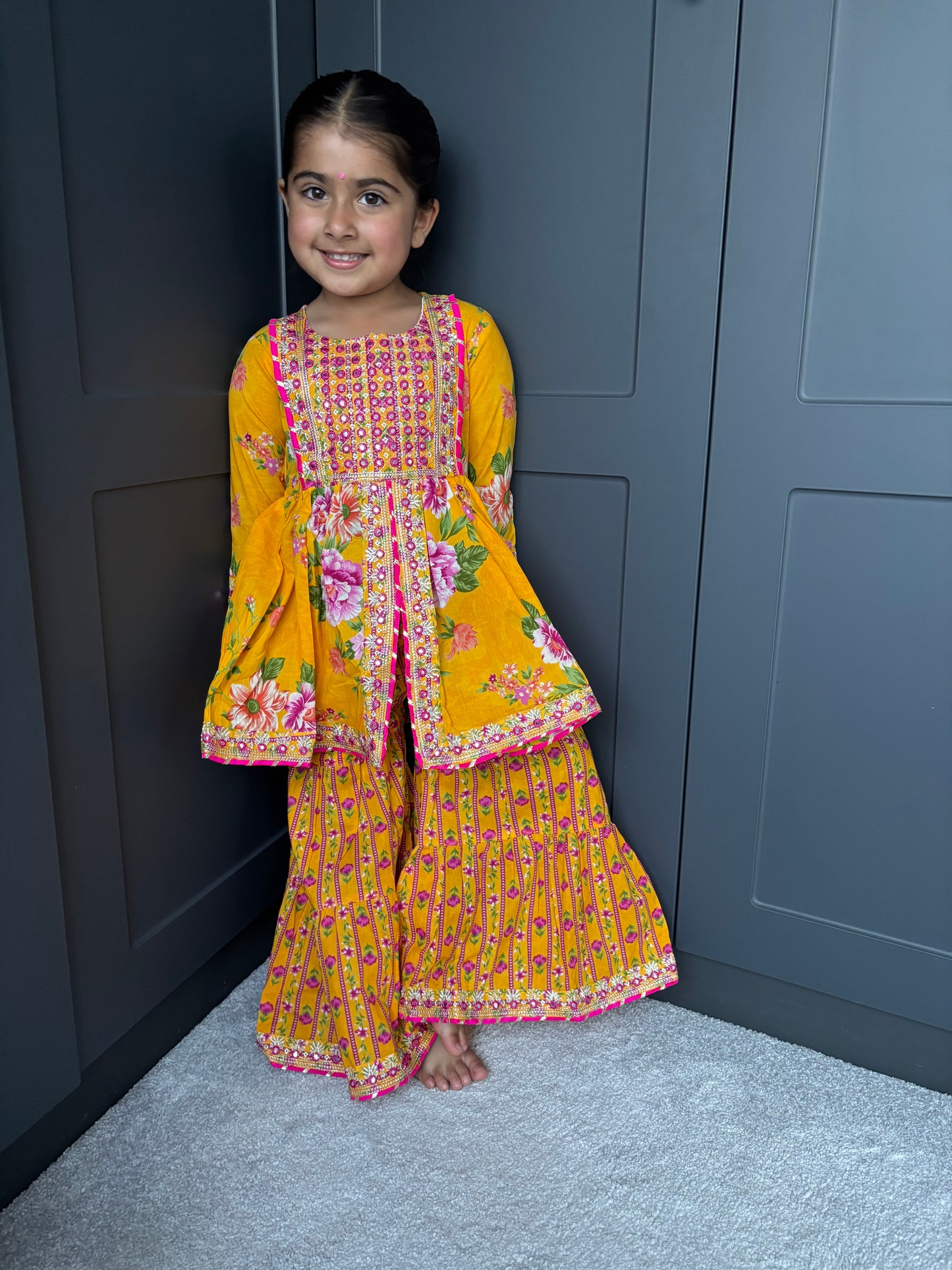 Yellow Mirror Work Sharara