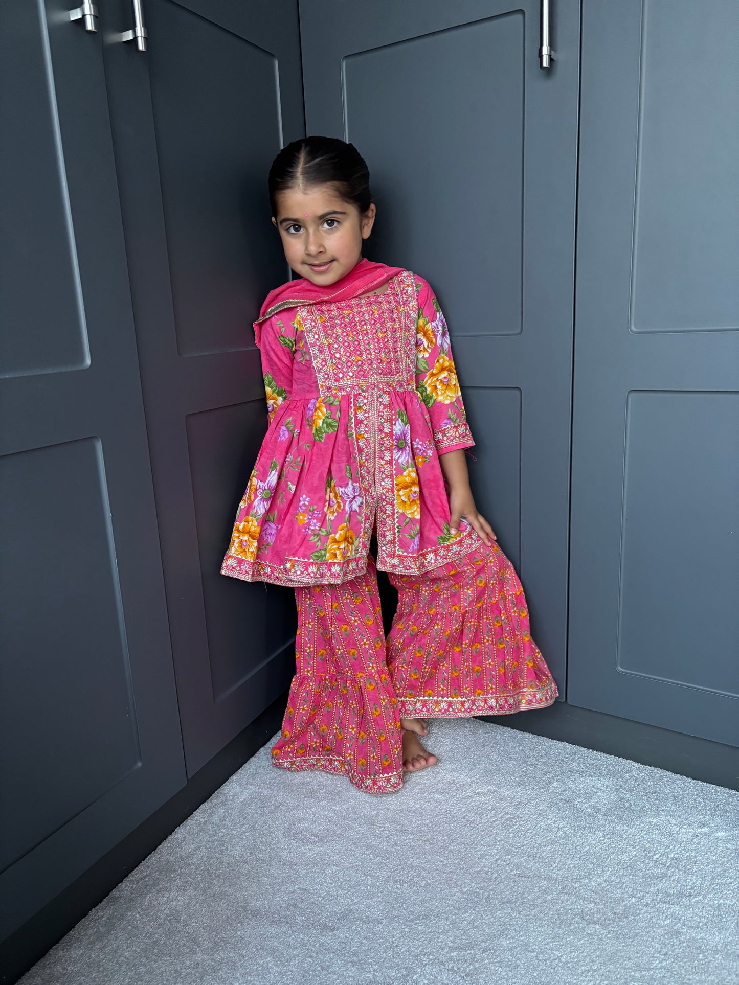 Pink Mirror Work Sharara