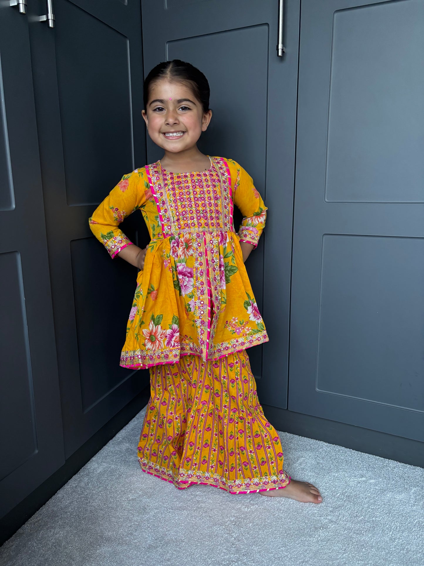 Yellow Mirror Work Sharara