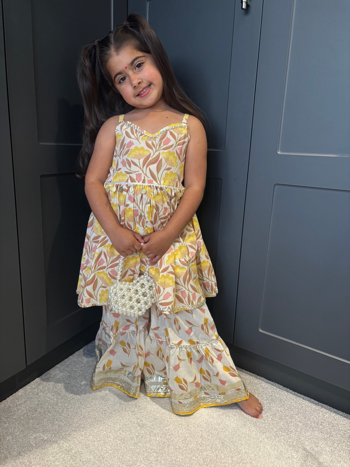 Yellow Shell Sharara Suit