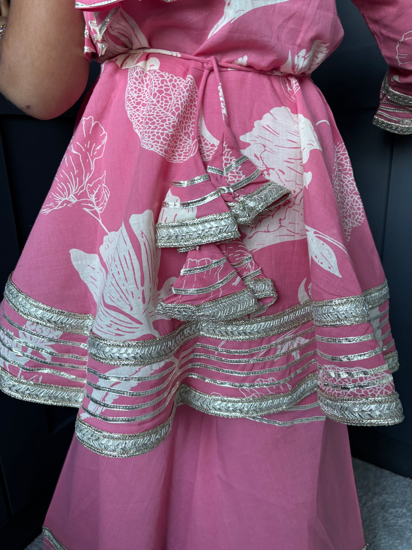 Pink One-Shoulder Sharara Suit