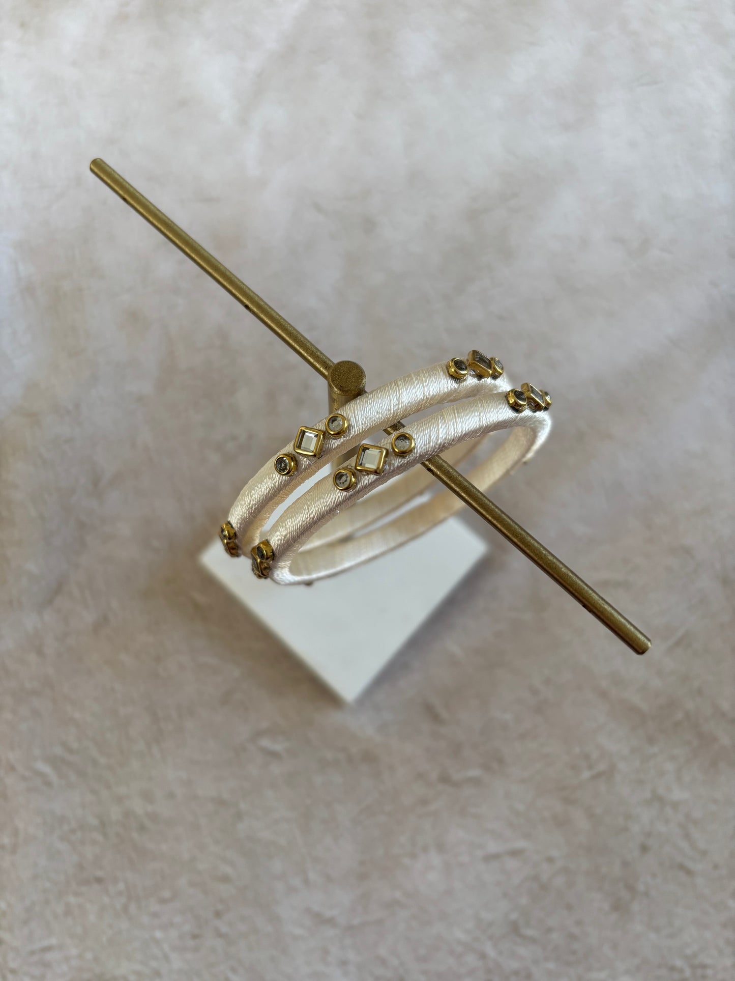 Slim Embellished Bangle (Cream)