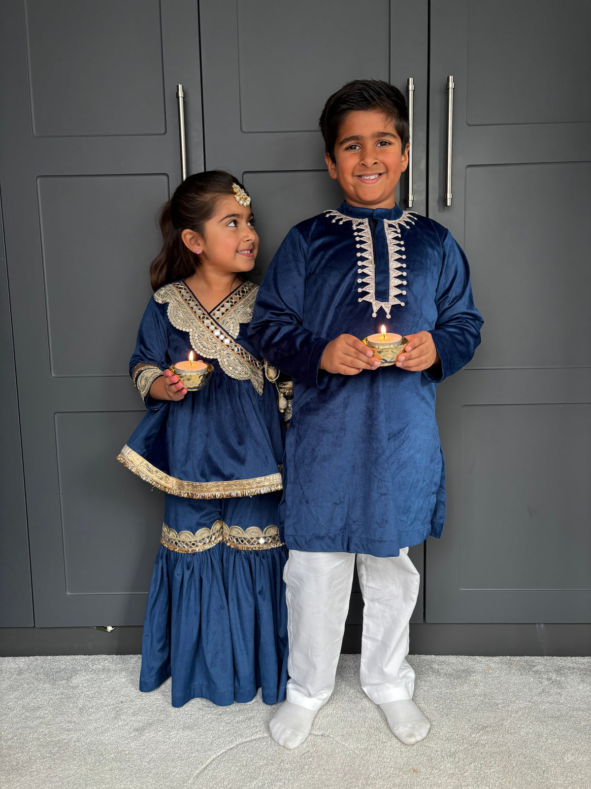Mini Mama Velvet Sharara Set