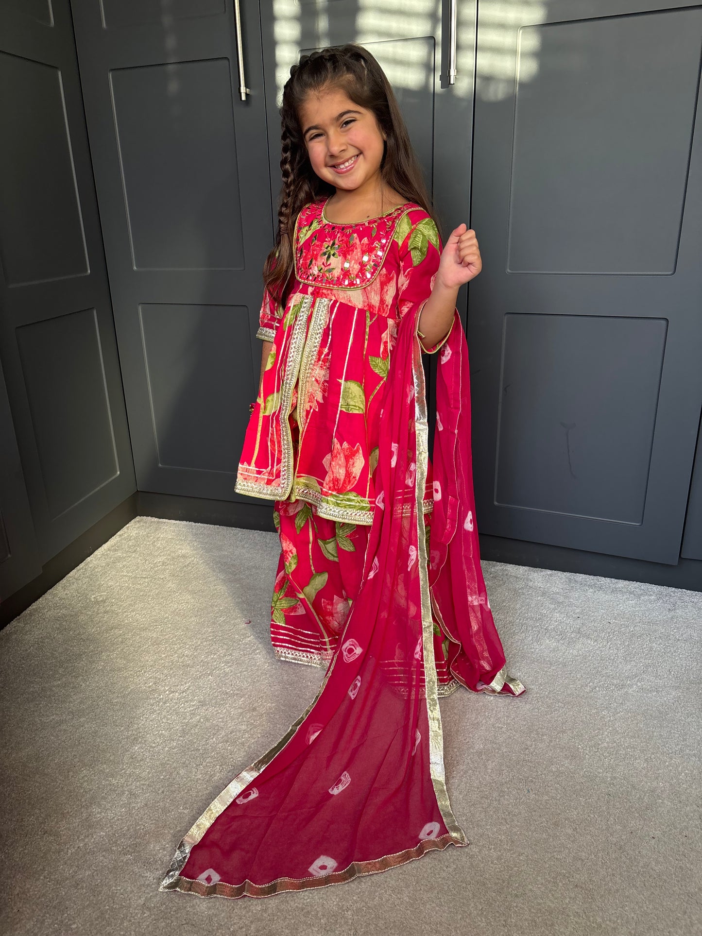 Rani Pink Floral Sharara Suit