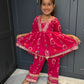 Rani Pink Cotton Palazzo Suit with Gotta Detail & Bandhani Dupatta | Indian Kidswear | Girls Outfits