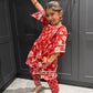Red Floral Trouser Suit Set