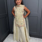 The Golden Muse | Girls Gold Floral Embroidered Palazzo Suit