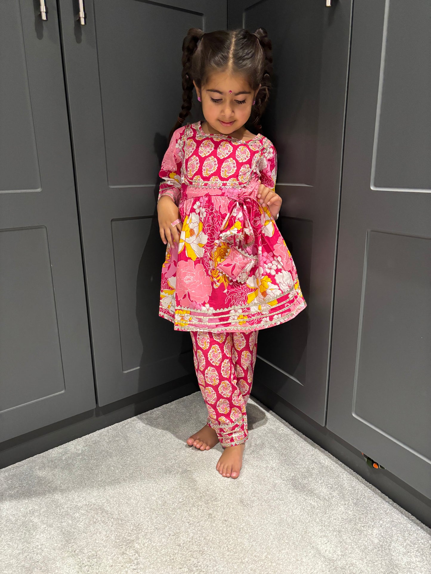 Pink Floral Trouser Suit Set
