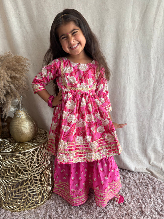Summer Collection Pink Sharara Suit