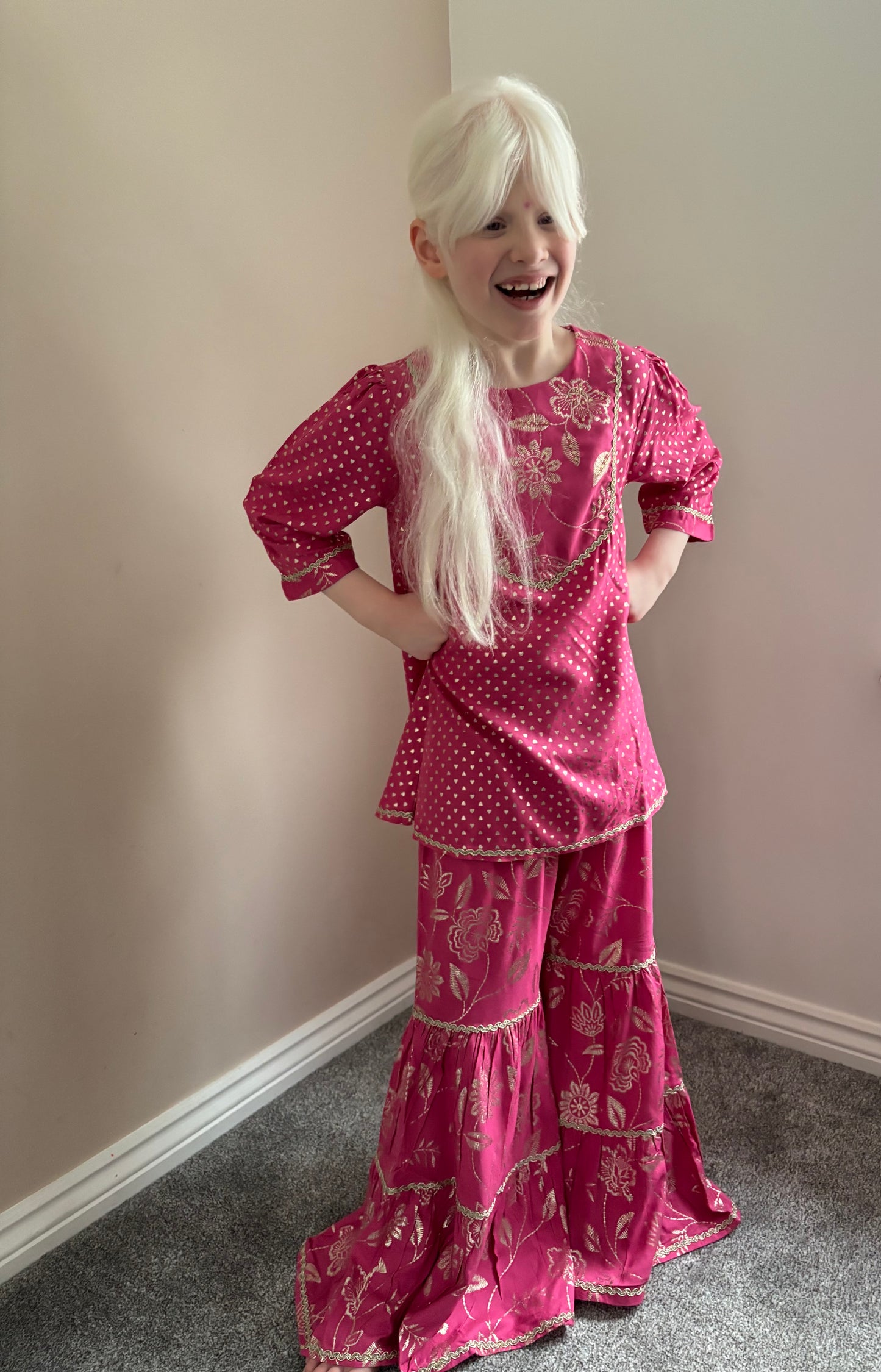 Fuscia Pink Kurta Sharara Set