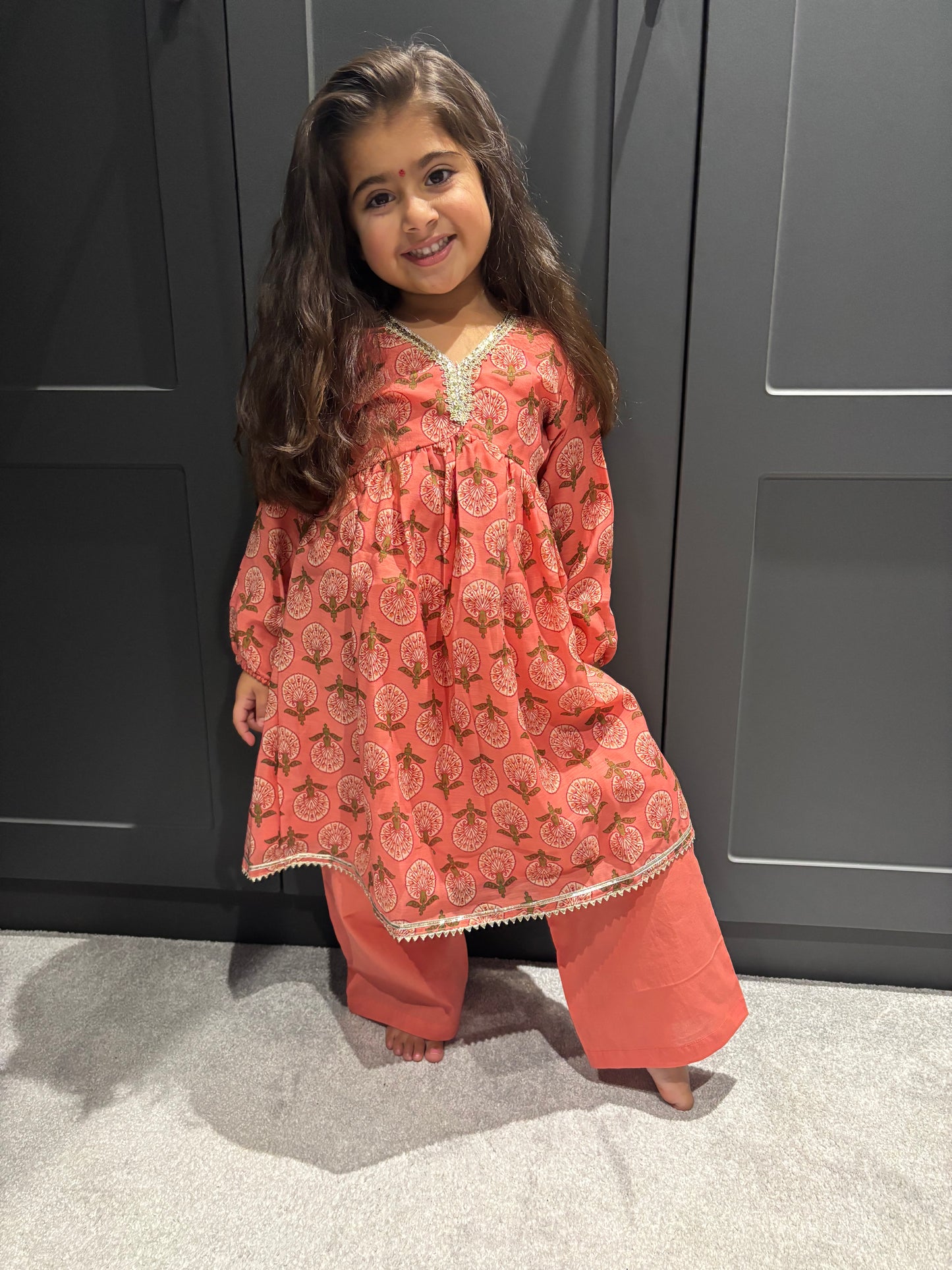 Peach Anarkali & Pallazo