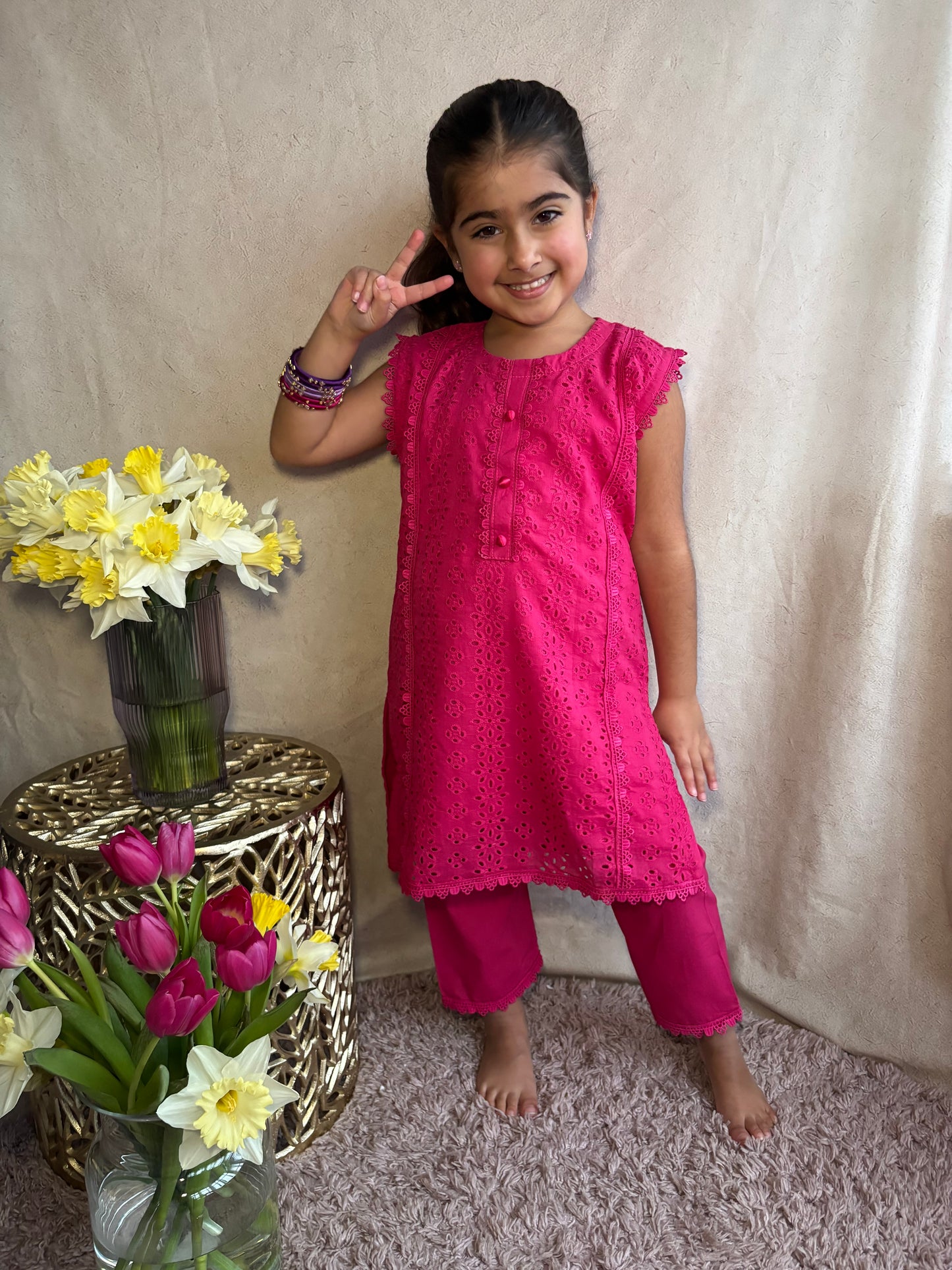 Pink Chikankari Cotton Co-Ord