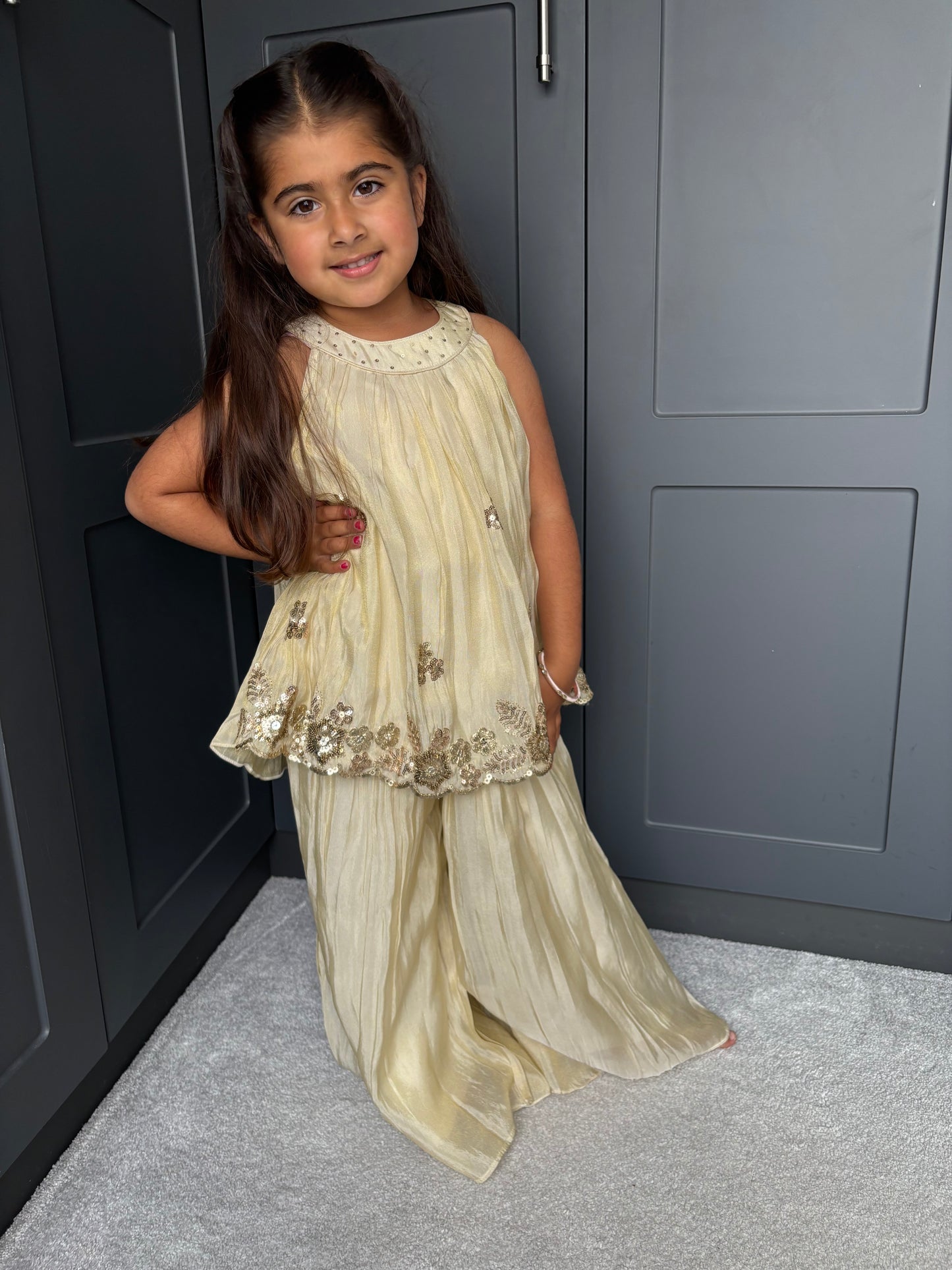 Cream & Gold Palazzo Suit