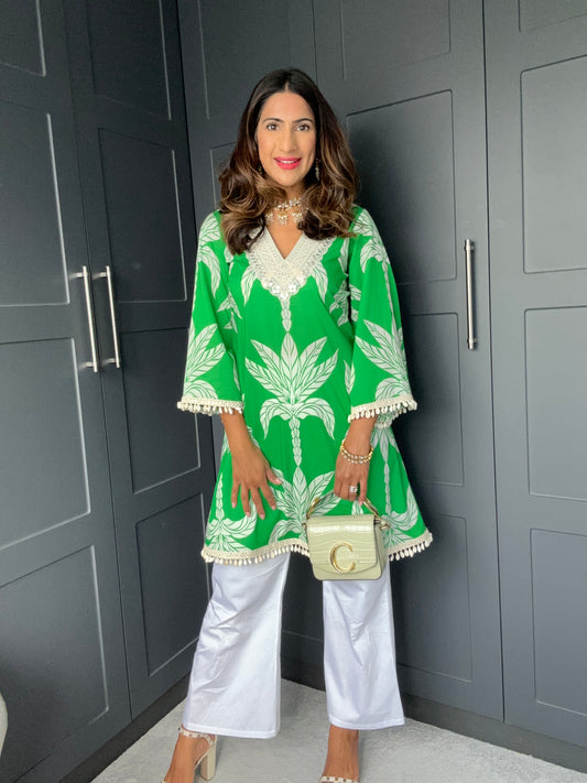 Mama Green Print Kurta Ladies Size SMALL