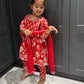 Red Floral Trouser Suit Set