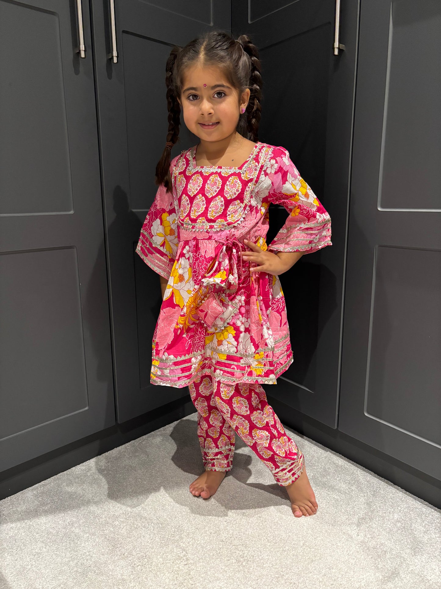 Pink Floral Trouser Suit Set