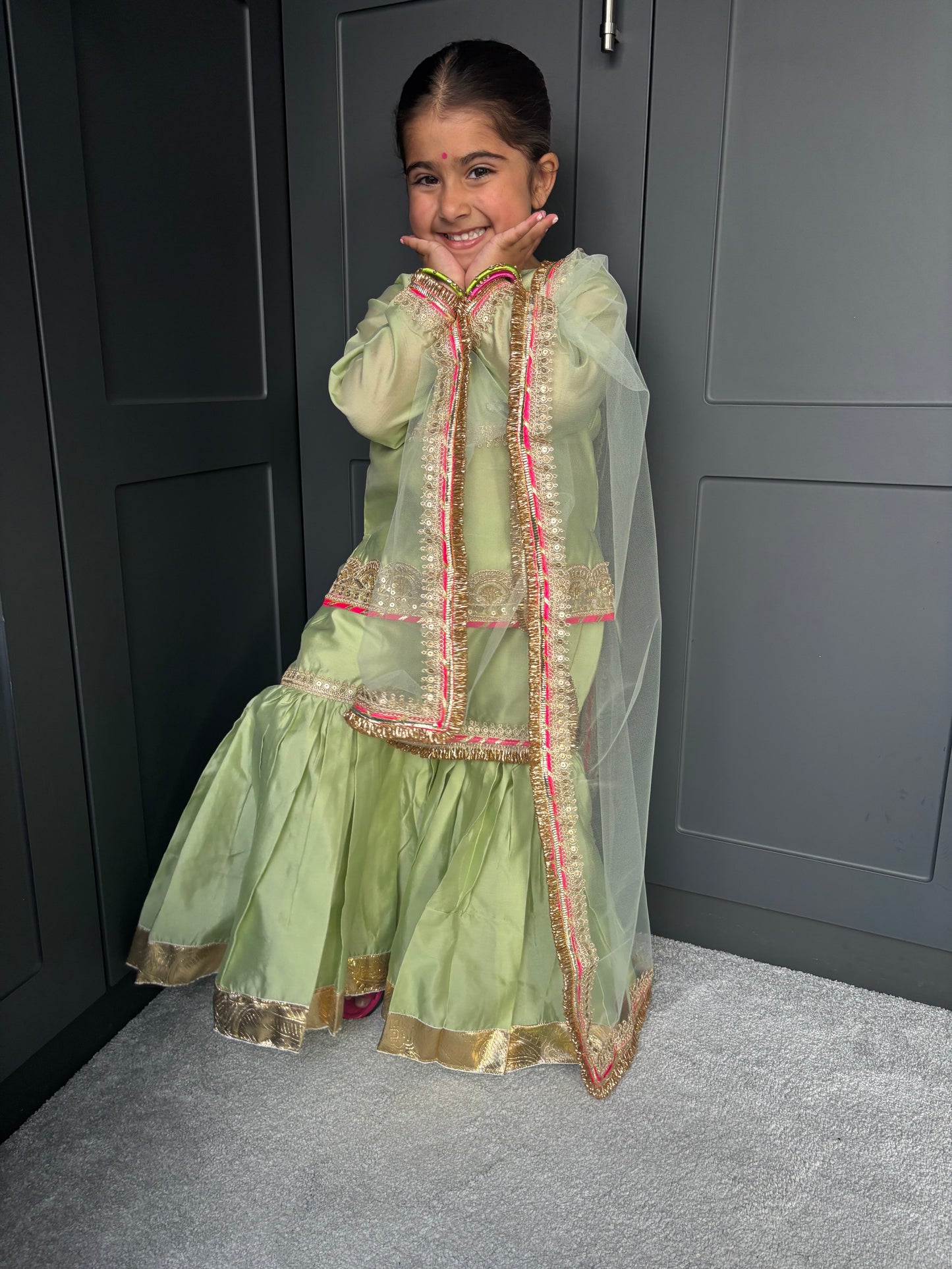 Formal Mint Green Sharara Set