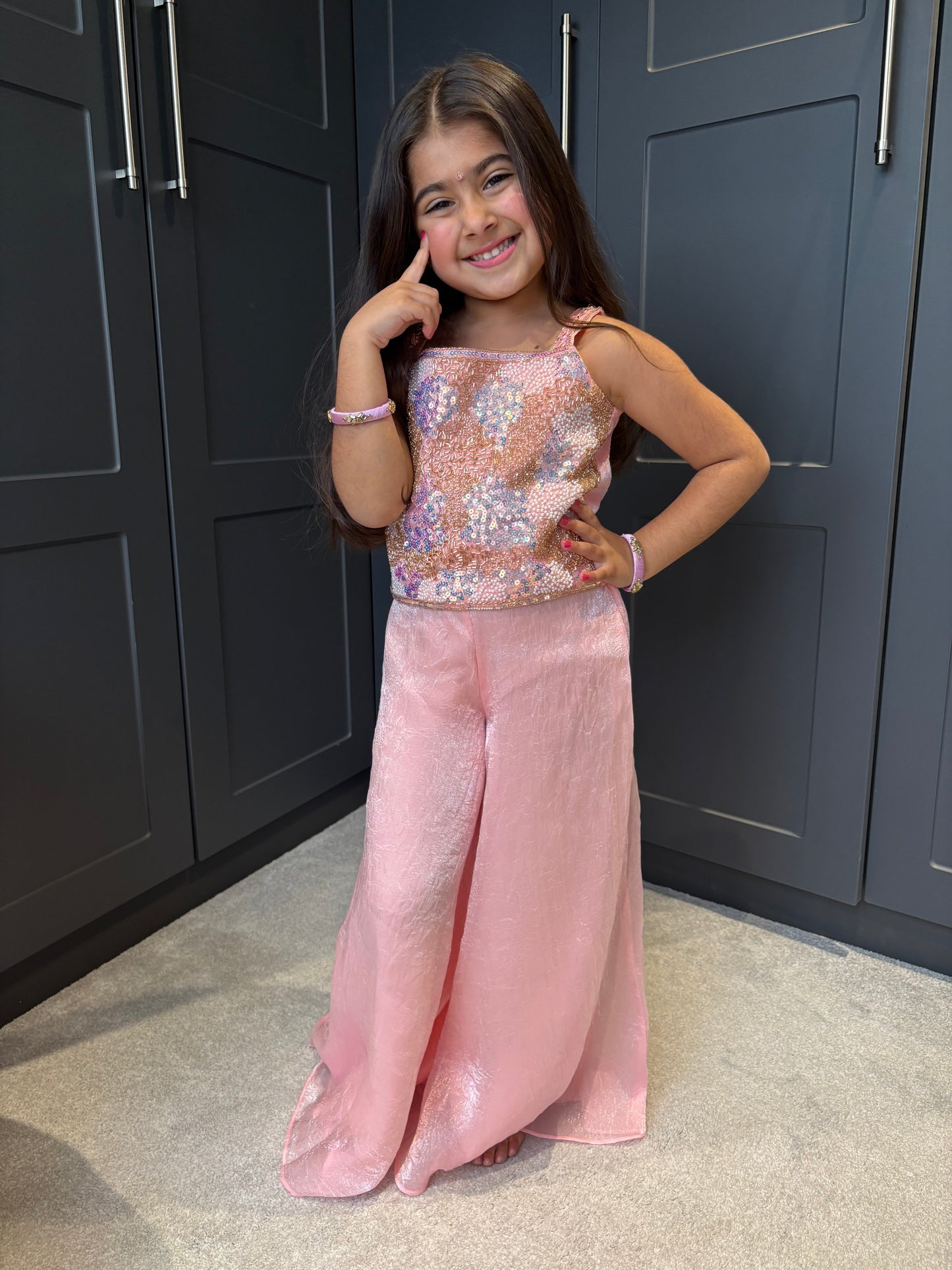 Baby Pink Palazzo Suit