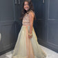 Peach & Champagne Gold Mirror Work Length