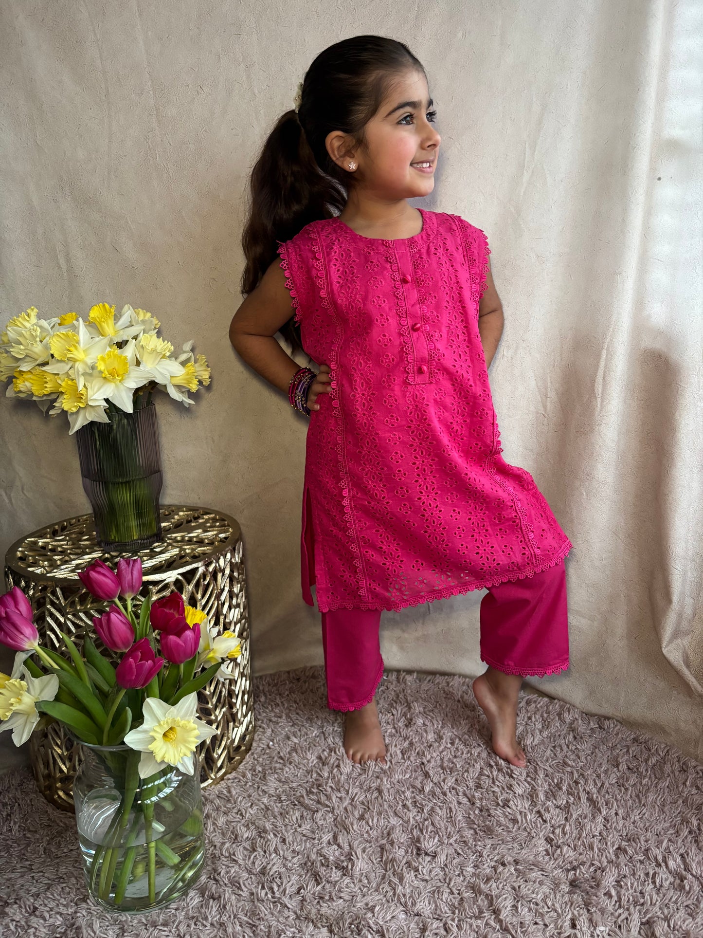 Pink Chikankari Cotton Co-Ord