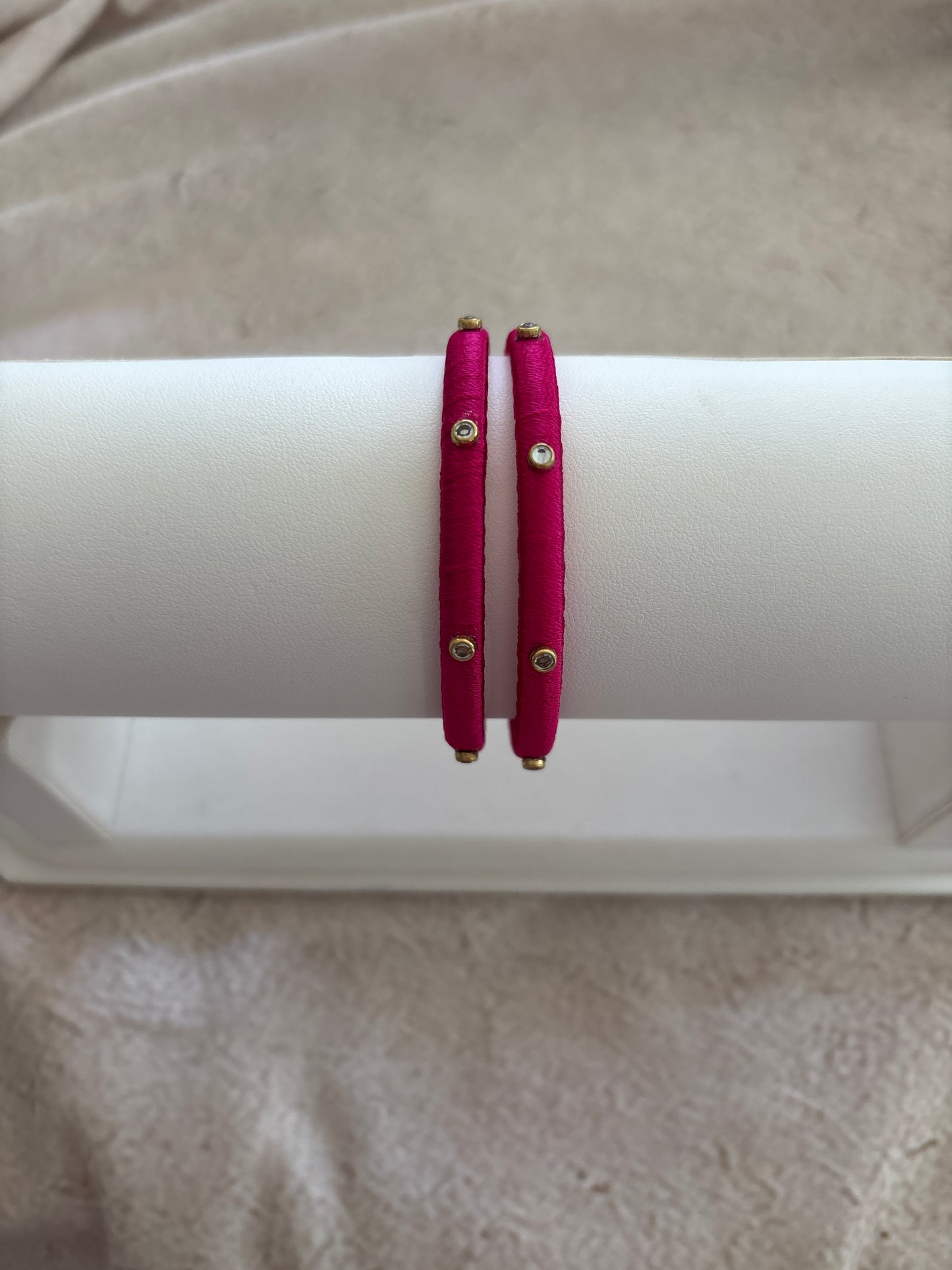 Slim Embellished Bangle (Rani Pink)