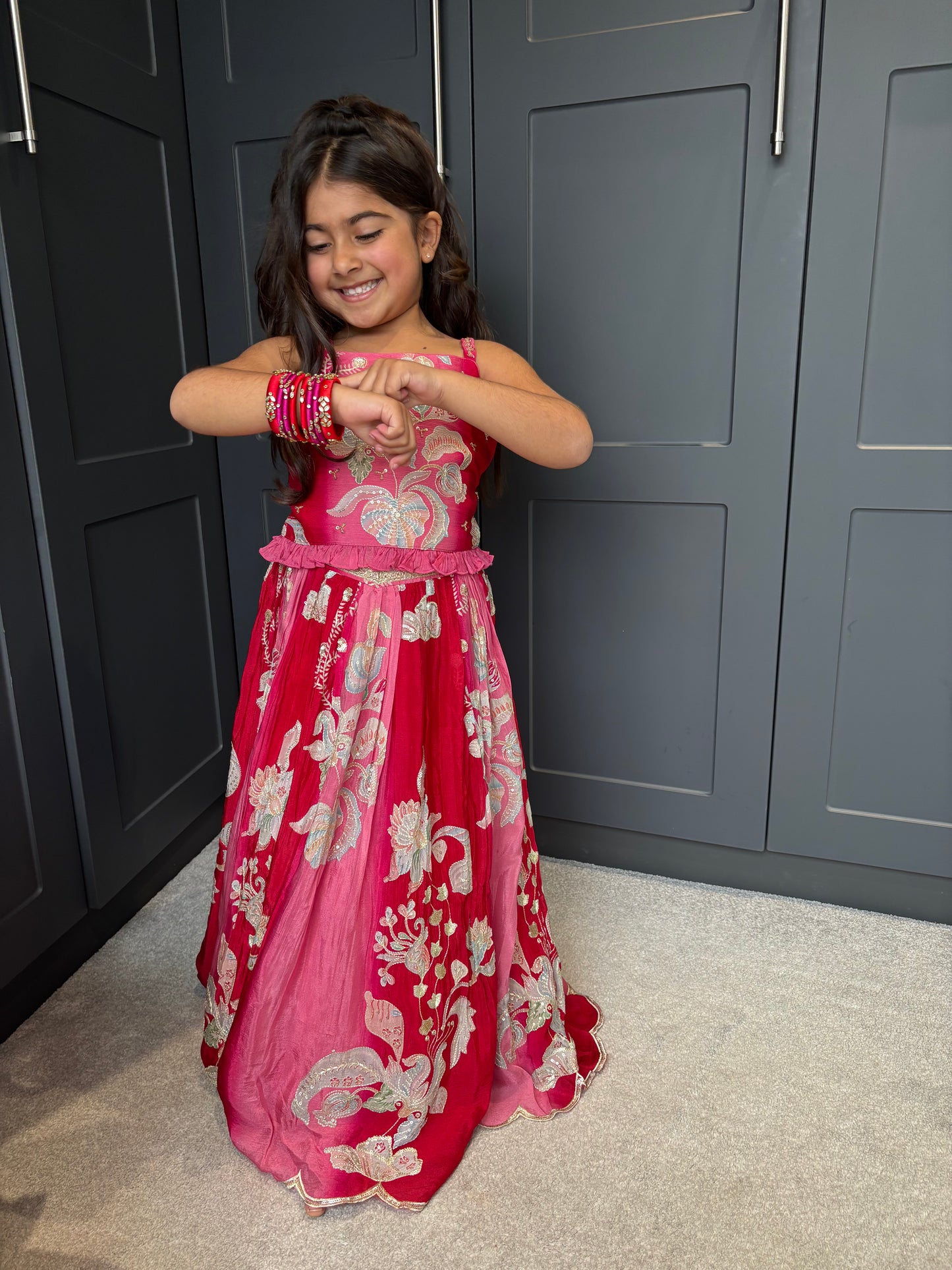 Magenta & Red Lengha Set