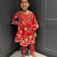 Red Floral Trouser Suit Set