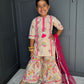 Lotus Print Girls Gharara Set | Indian Festive Wear | Sibling Collection