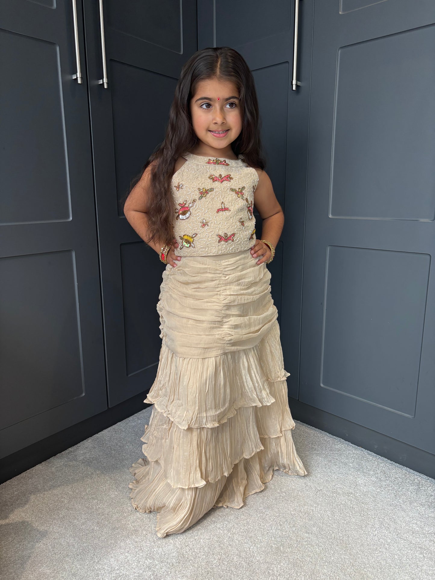 Ivory Embroidered Lengha Set