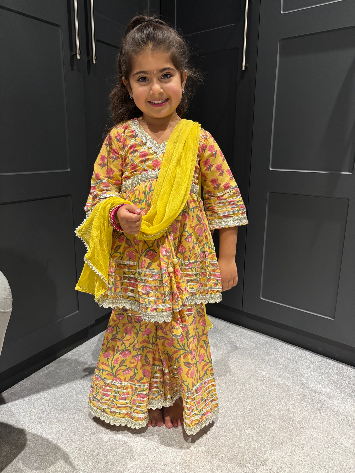 Yellow & Pink Sharara Suit Set