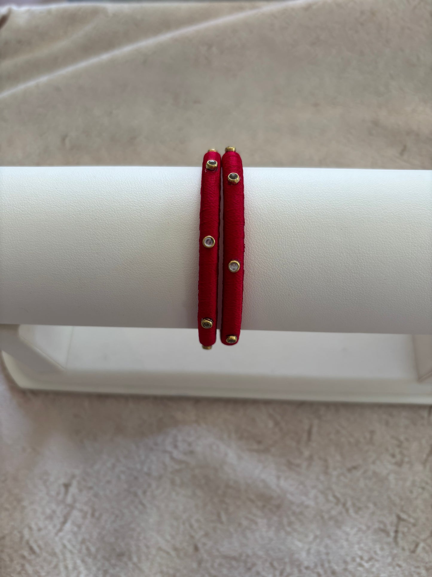 Slim Embellished Bangle (Deep Red)