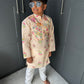 Lotus Print Kurta Pyjama Set | Boys' Indian Festive Wear | Sibling Collection