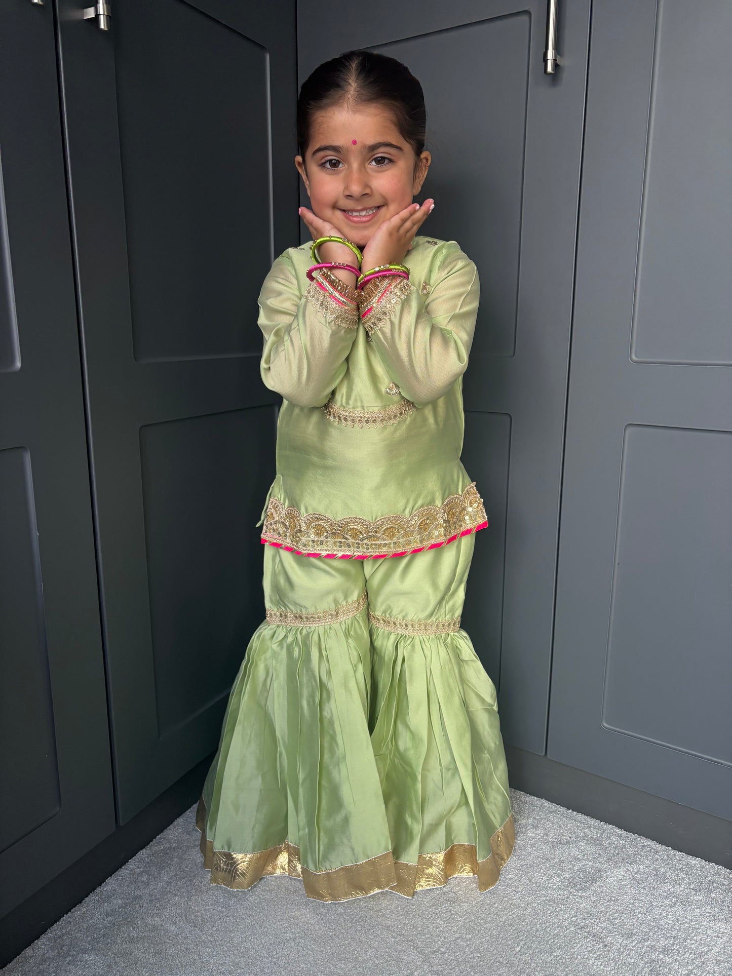 Formal Mint Green Sharara Set