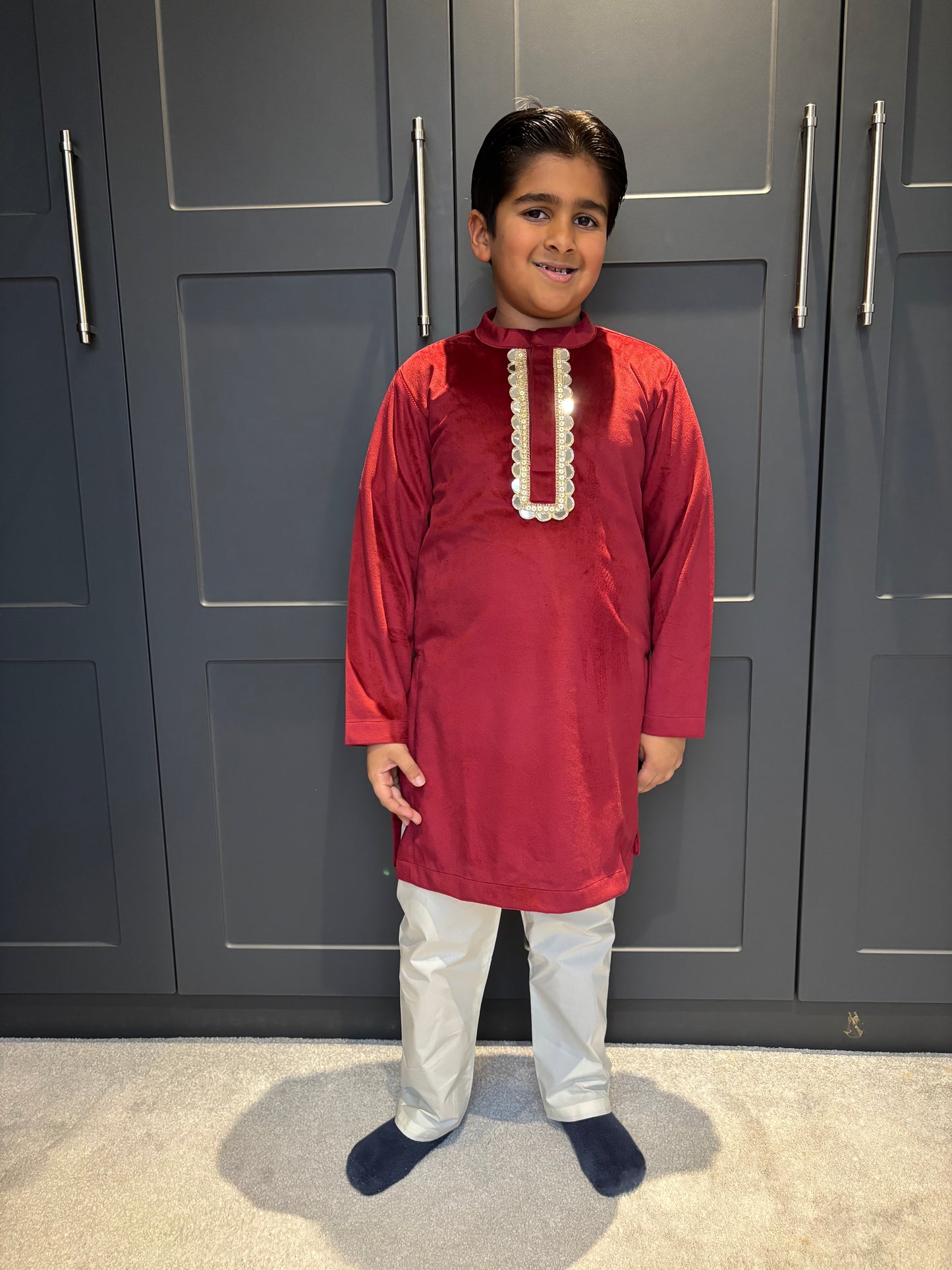 Boys Red Kurta Pyjama