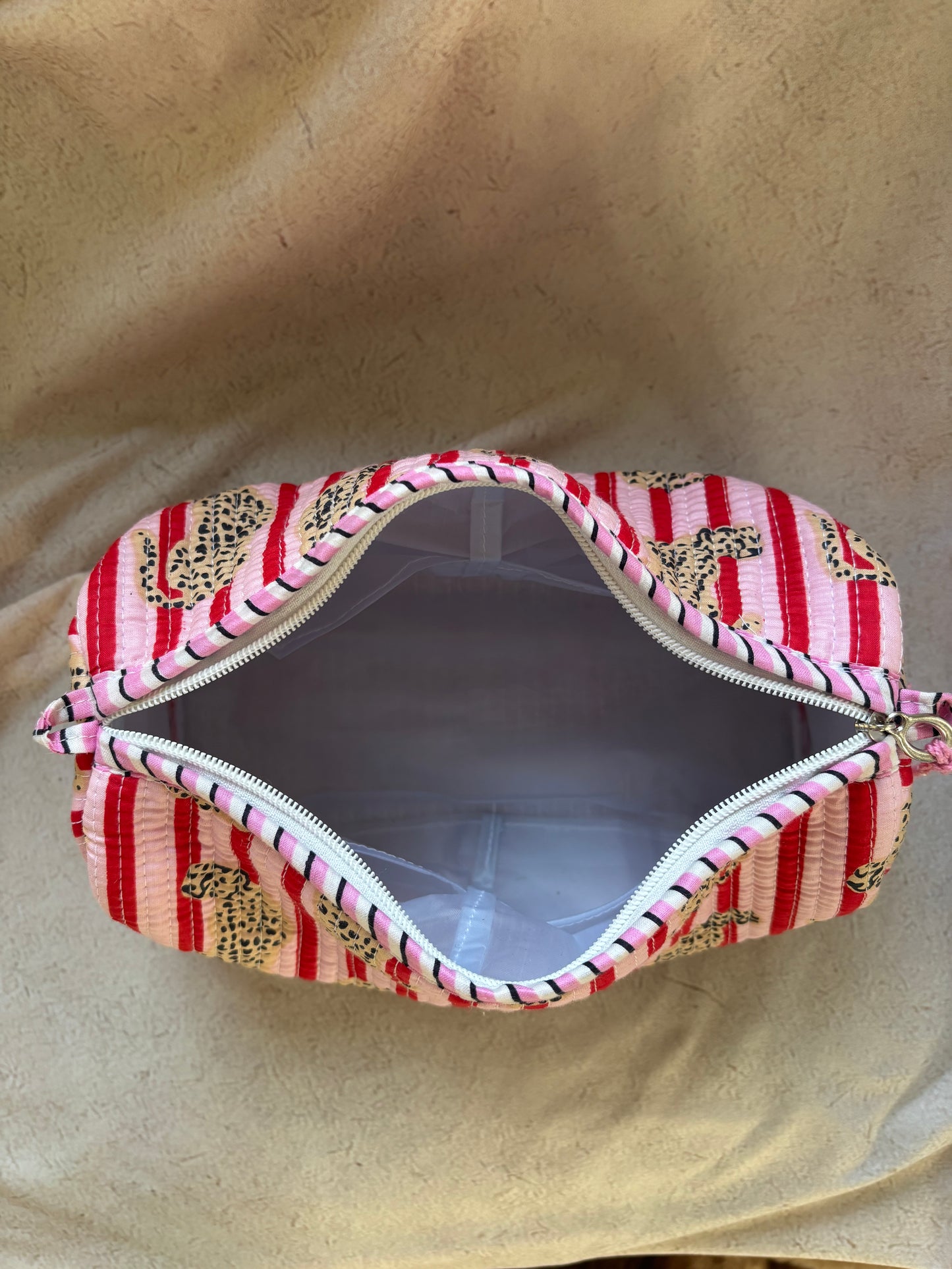 Pink/Red Striped Multi-Purposs Bag