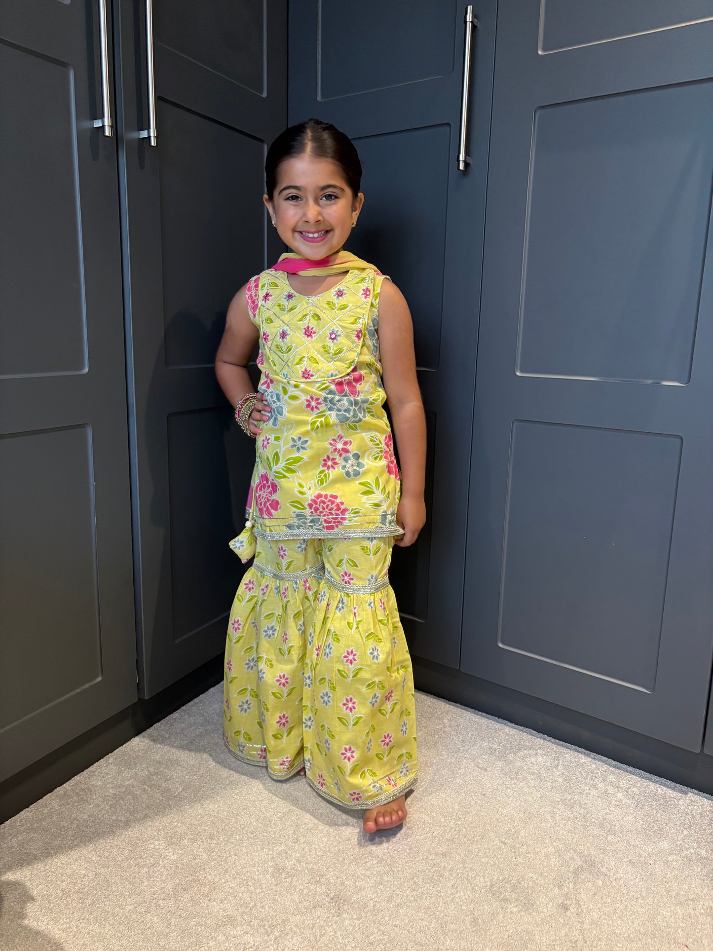 Lime Garden Party Sharara Suit