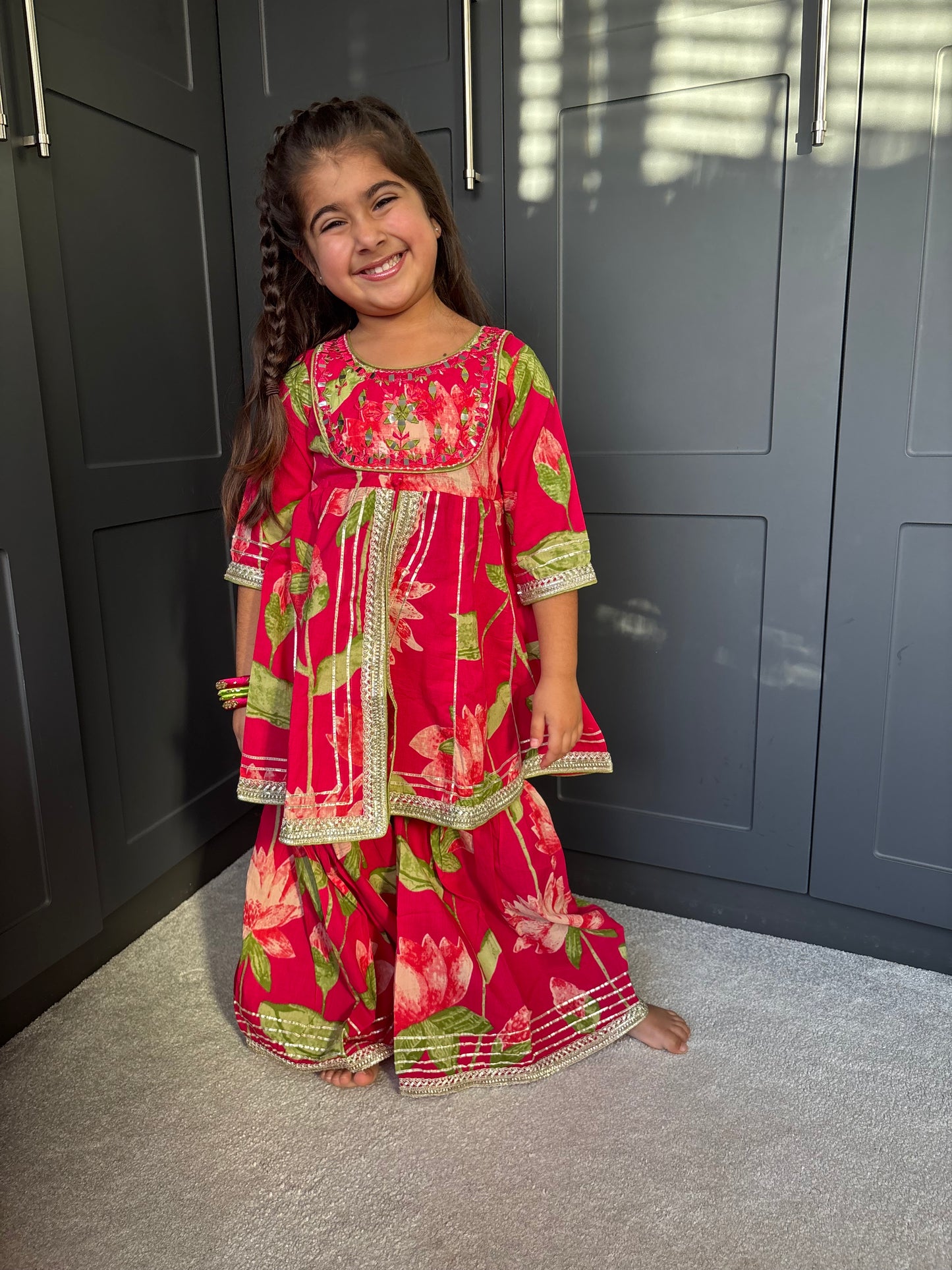 Rani Pink Floral Sharara Suit