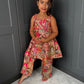 Red & Gold Partywear Trouser Suit