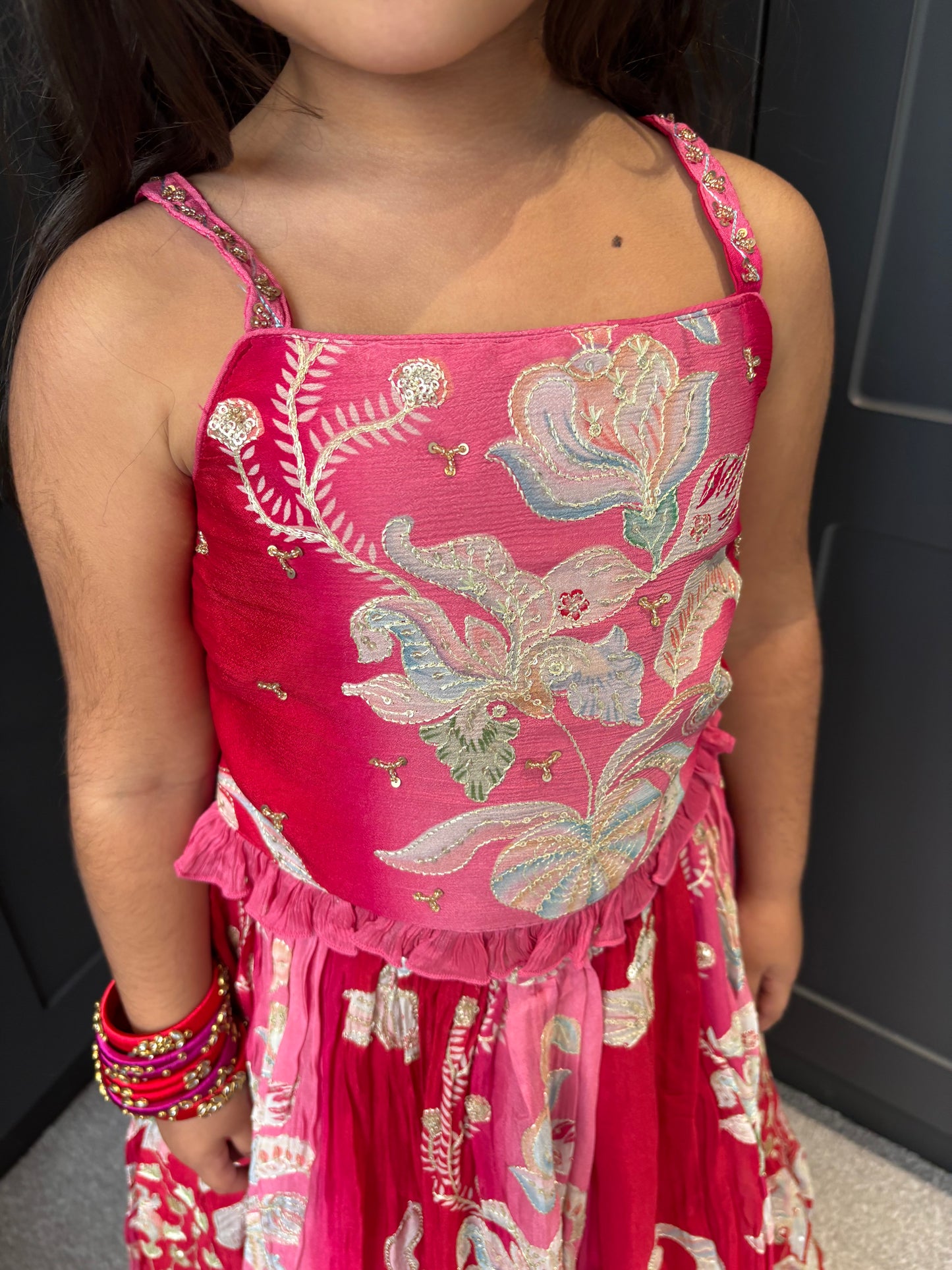 Magenta & Red Lengha Set