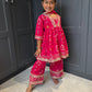 Rani Pink Cotton Palazzo Suit with Gotta Detail & Bandhani Dupatta | Indian Kidswear | Girls Outfits