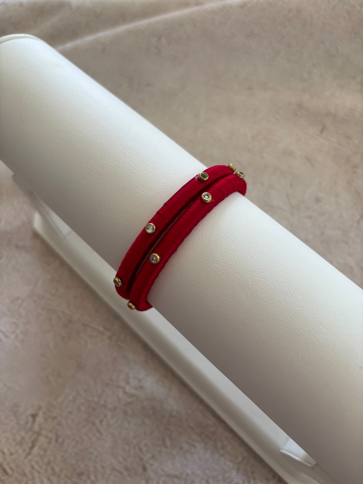 Slim Embellished Bangle (Deep Red)