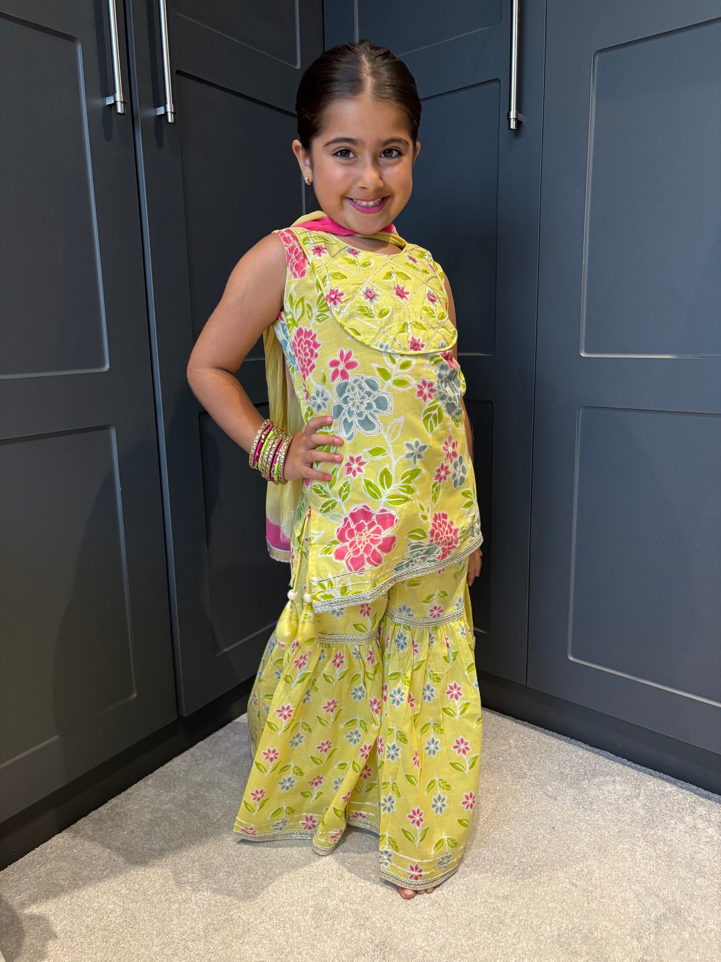 Lime Garden Party Sharara Suit