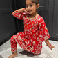Red Floral Trouser Suit Set