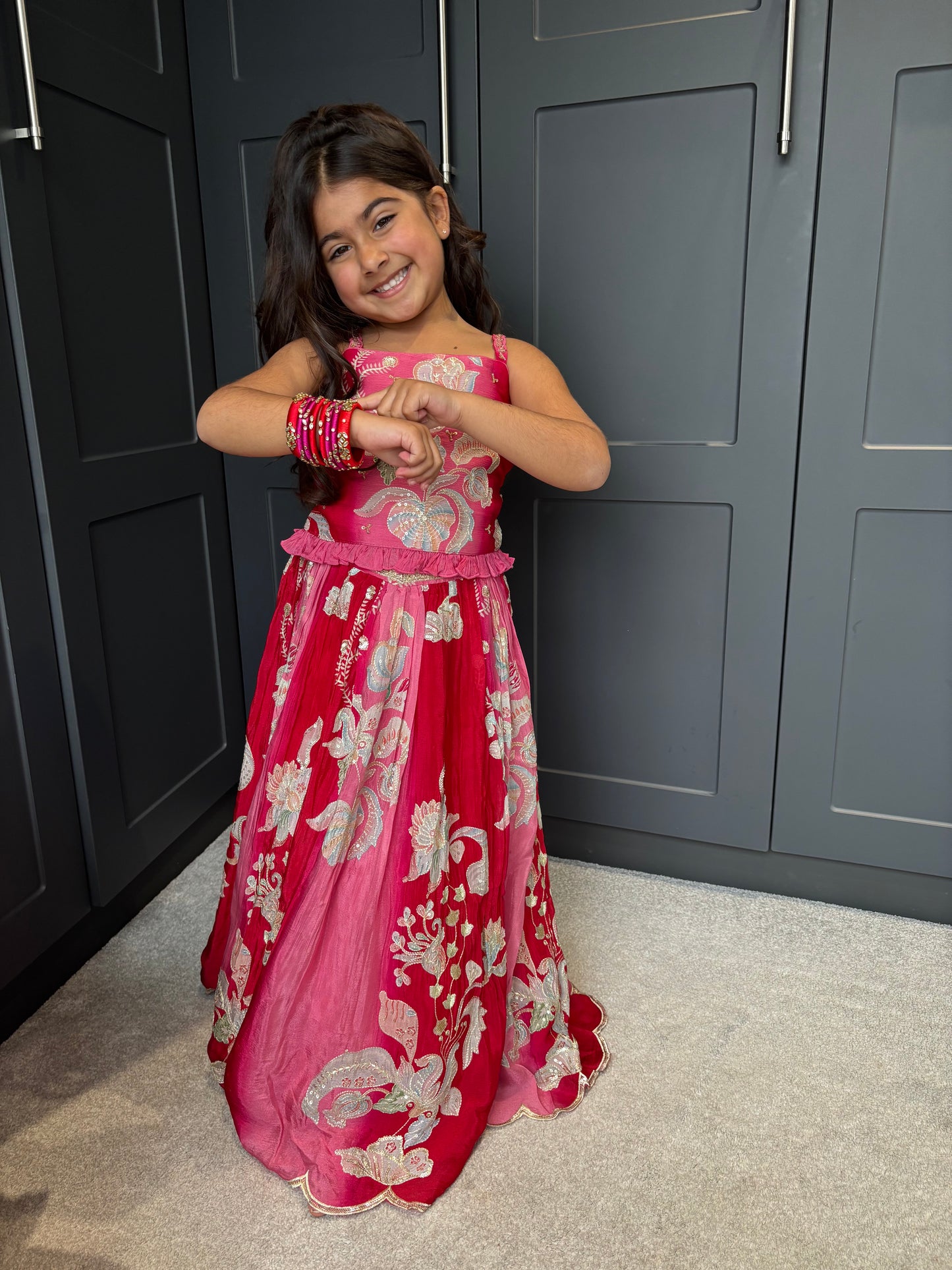 Magenta & Red Lengha Set